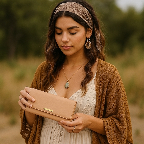 FENDI Pink Beige Leather Logo Plate Long Wallet – Great Preloved Condition - Picture 1 of 12